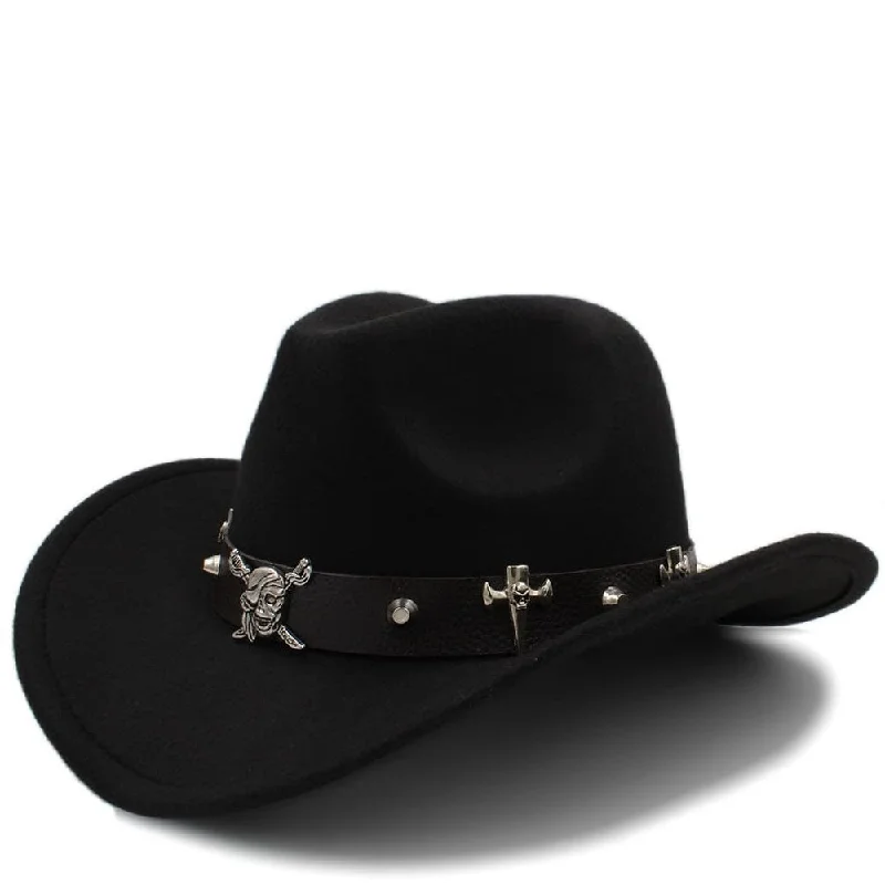 Wide-brim cowboy hats for women with floral designs for a western-inspired style -Black Pearl Wool Cowboy Hat