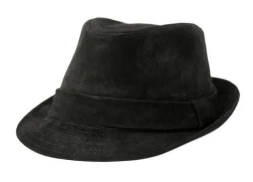 Custom fedora hats for men with embroidered initials for personalized style -The Suede Leather Fedora