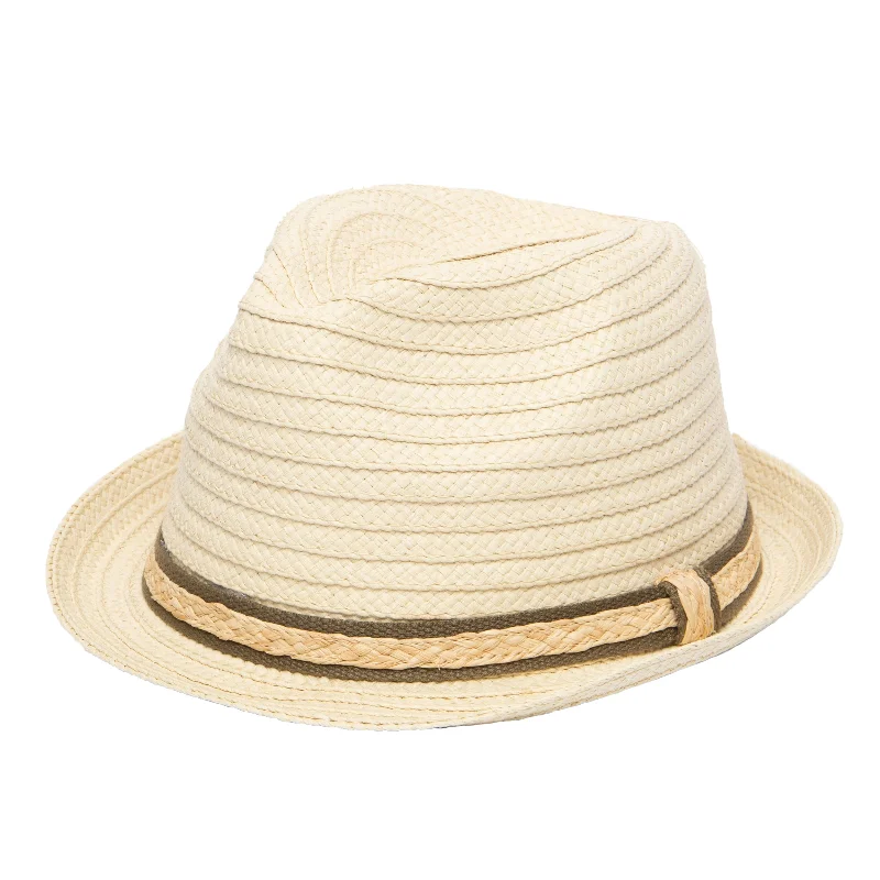 Designer fedora hats for women with delicate lace accents for a vintage-inspired touch -Men's Fedora With Layered Webbing & Raffia Trim