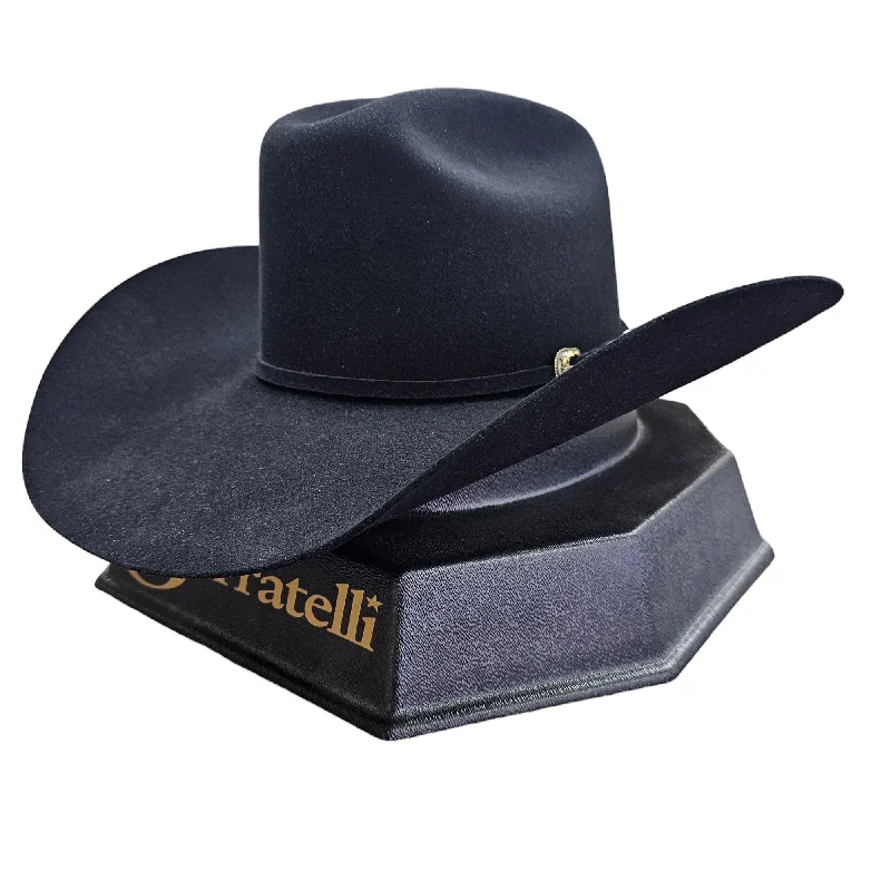 Warm felt hat for snowy mountain trips -Serratelli 10x Black Felt