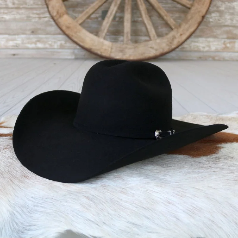 Breathable felt hat for summer festival fun -Serratelli Black Wool Cowboy Hat