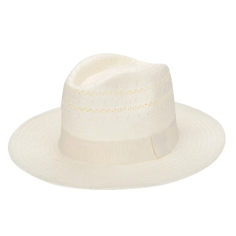 Trendy fedora hats for women with wide brims for bold statements -Mens Paperbraid Ivory Fedora