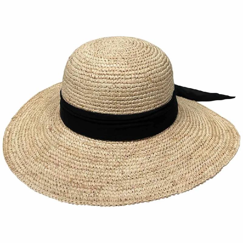 Comfortable straw hat for men with adjustable strap and breathable design -Saint Martin - Crochet Raffia Sun Hat with Bow