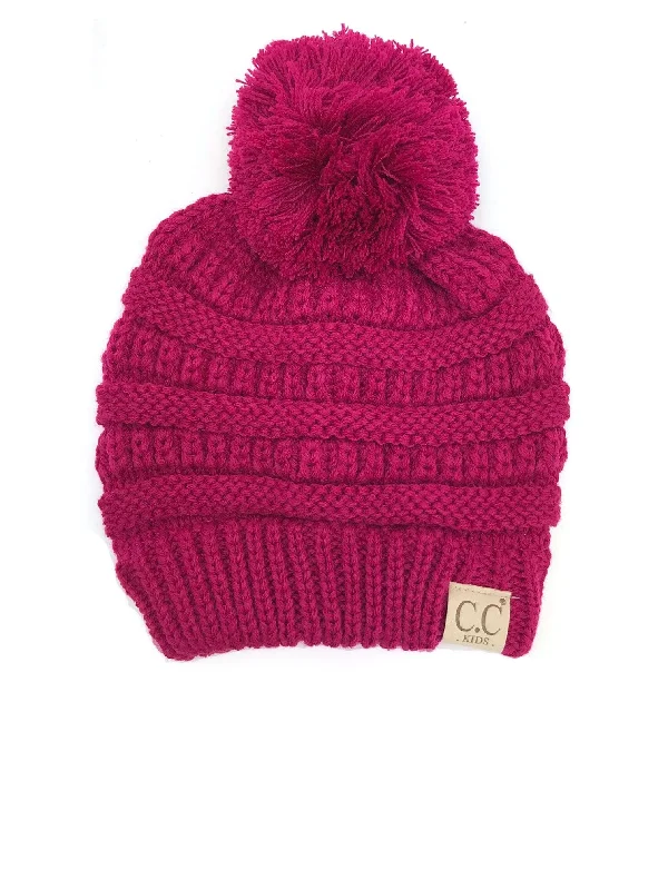 Minimalist mesh cap for airy lightweight feel -YJ-847 POM Hot Pink Kid Beanie