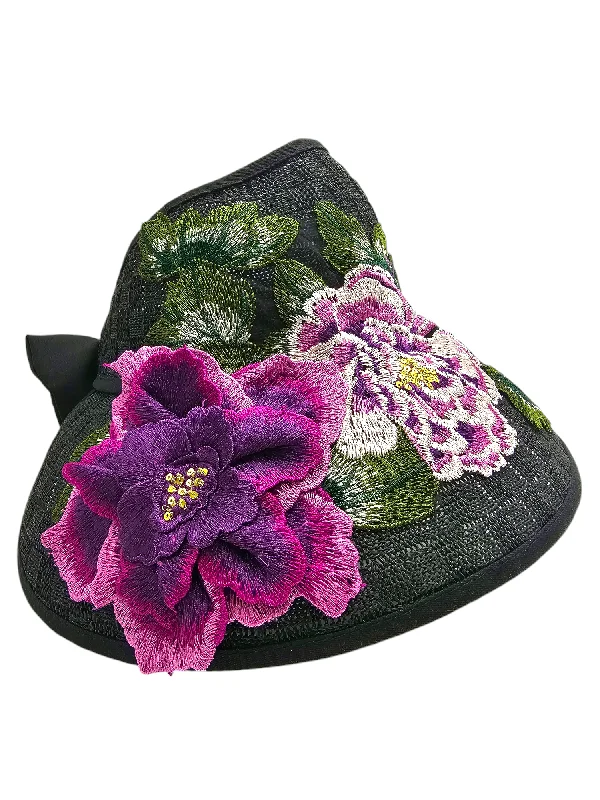 Stylish felt hat for fashionable headwear -Wide Brim Sun Visor Floral (Cardigan)