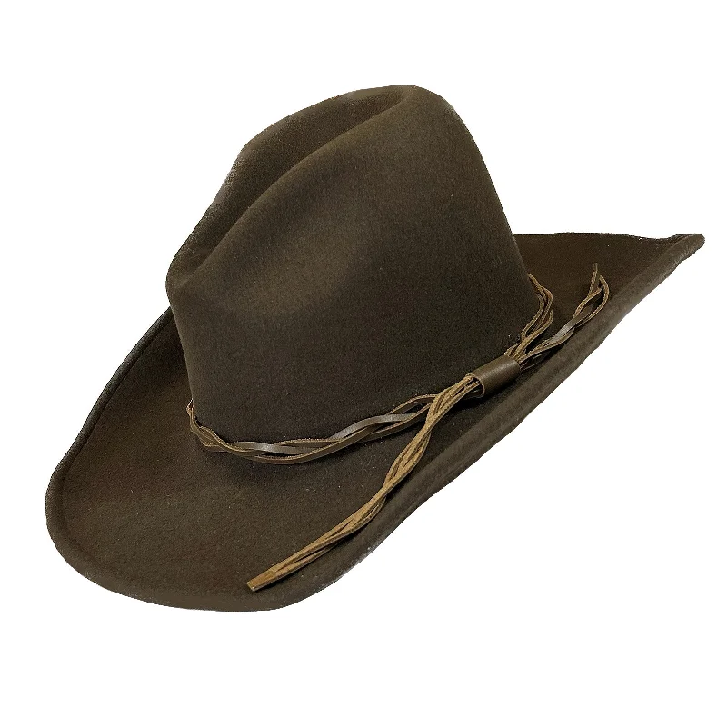 Handmade felt hat with rustic wool charm -Lonesome Gus Brown Premium 100% Wool Western Cowboy Hat