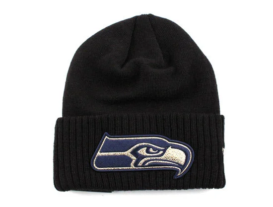 Adjustable trucker cap for outdoor summer fun -NFL SUPER BOWL XLVIII SEATTLE SEAHAWKS ON THE FIFTY GOLD LOGO KNIT