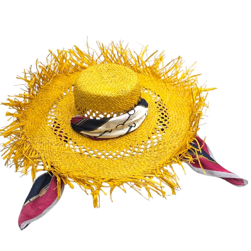 Durable felt hat for long-lasting daily use -Shop The Look- Straw Hat with Nautical Silk Scarf (Andean)