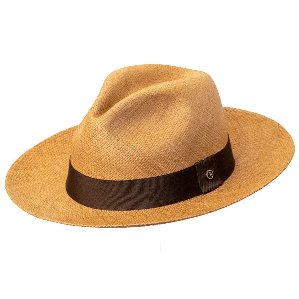 Handmade straw sun hat for women with rustic charm and timeless appeal -Austral Hats - Light Brown Panama Hat with Brown Band