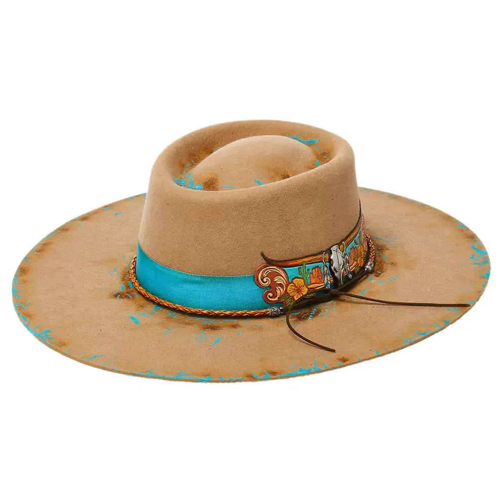 Cowboy hats for women with suede leather and feather embellishments for rustic charm -California Hats San Antonio Bolero - Wide Brim Wool Felt Cowgirl Hat