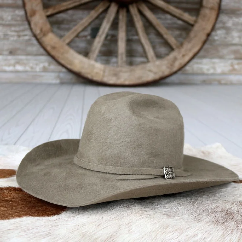 Designer felt hat with intricate stitching patterns -Bailey Renegade Grizzly Wool Cowboy Hat