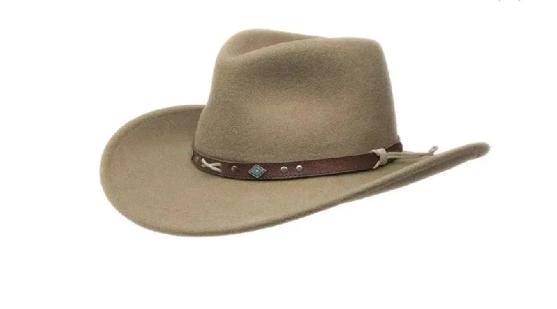 Traditional felt cowboy hats with decorative stitching for men with old-west charm -Black Creek (BC2007)- Crushable Wool Felt Cowboy Hat