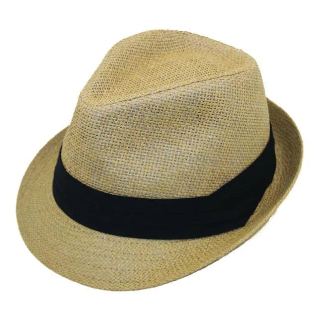 Elegant straw fedora hats for men with leather accents and rustic vibes -Jeanne Simmons - Children's Toyo Fedora Hat