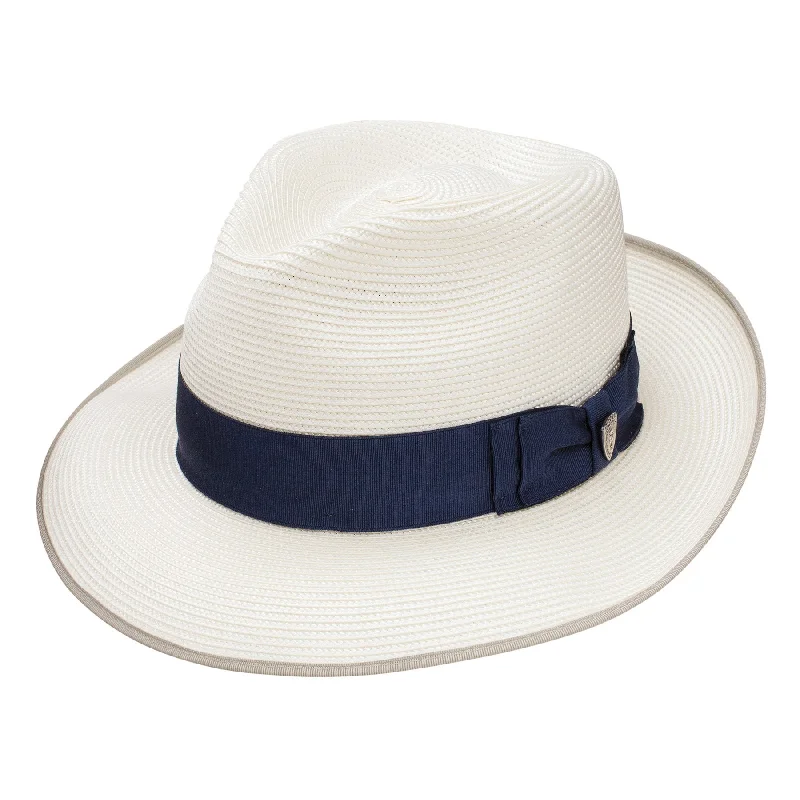 Wide-brim fedora hats for women with patterned details for a fashionable touch -Dobbs Bradshaw Milan Straw Fedora