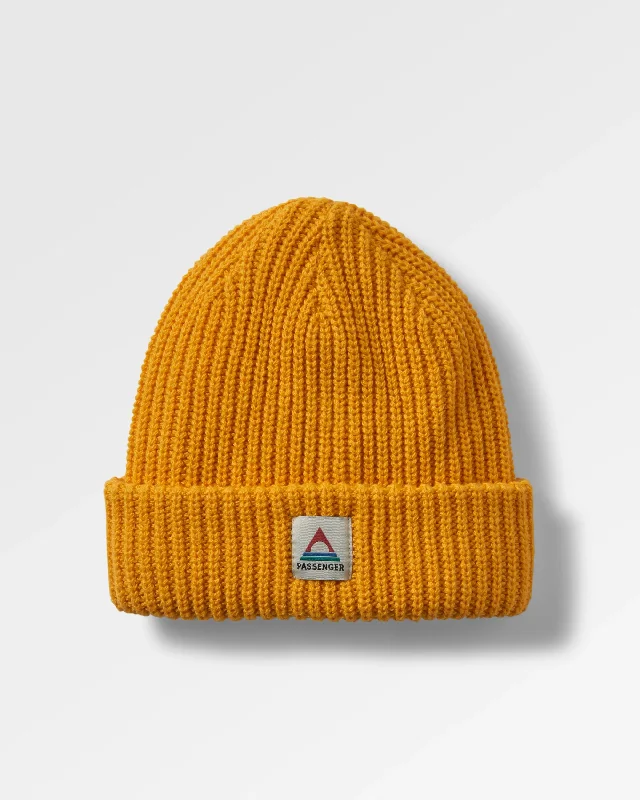 Soft cotton cap for all-day wear ease -Beechwood Fleece Lined Recycled Beanie - Mustard Gold