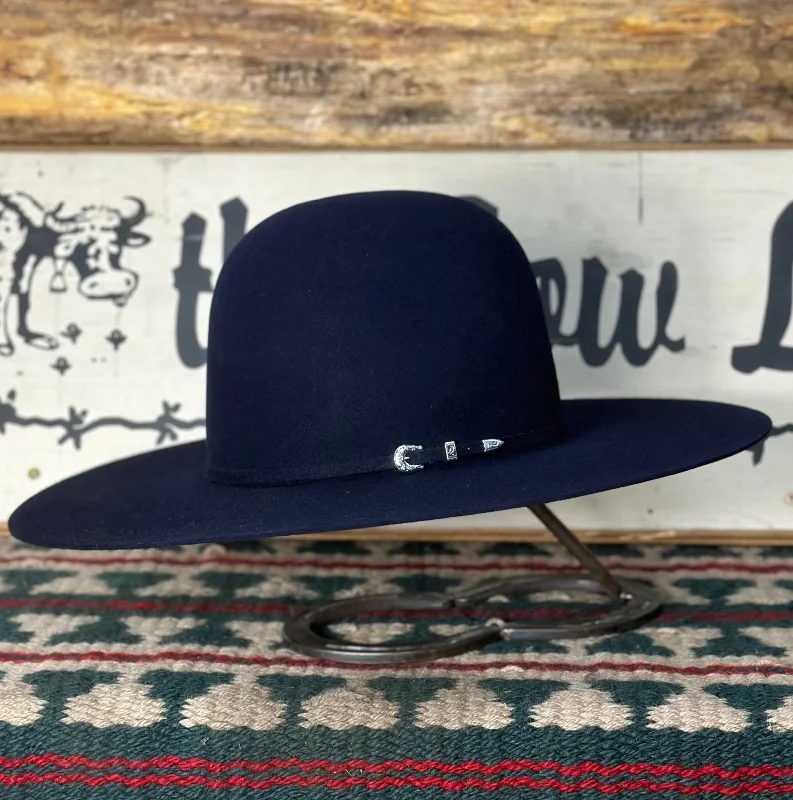 Western cowboy hats with feather accents for men for a bold and unique style -Rodeo King 10X 4 1/2" Brim | Sapphire [Dark Navy]