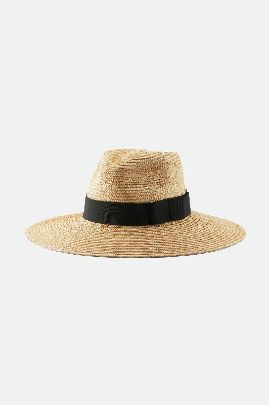 Comfortable straw hat for women with wide brim and adjustable fit -Joanna Hat - Honey