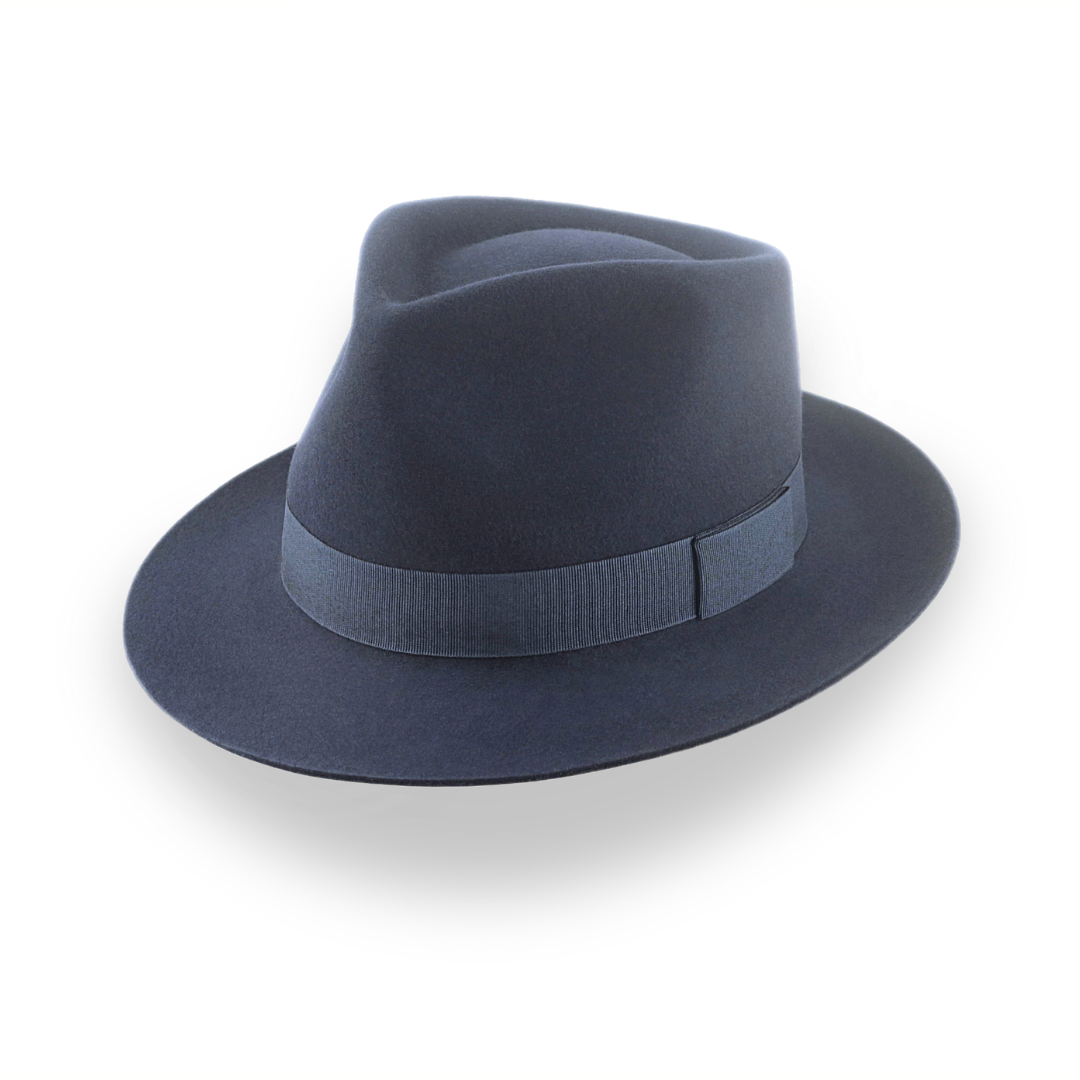 Comfortable fedora hats for men with breathable linings for long-lasting comfort -Dark Slate Grey Men's Teardrop Fedora in Smooth Fur Felt | The Diplomat