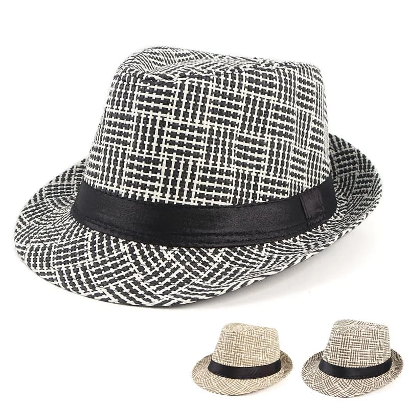 Designer wool felt hat for upscale appeal -GLTR Striped Plaid Trilby Hat