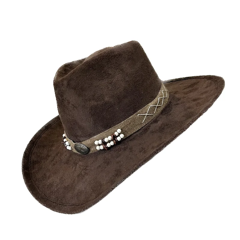 Handcrafted felt hat with natural wool tones -Suede Canyon Western Cowboy Hat in Brown