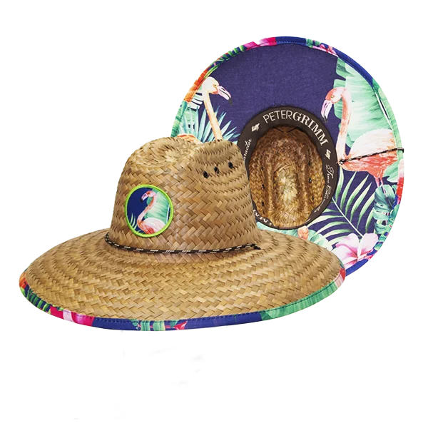 Stylish straw sun hat for women with a decorative bow for added elegance -Peter Grimm - Flamingo Straw Lifeguard Hat