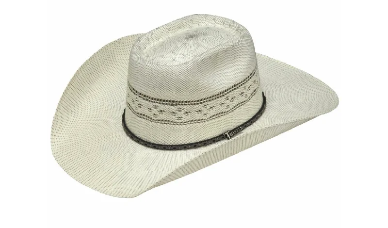 Lightweight straw hat for men with casual style and sun protection for travel -Twister - T71666 - Ivory/ Grey Bangora