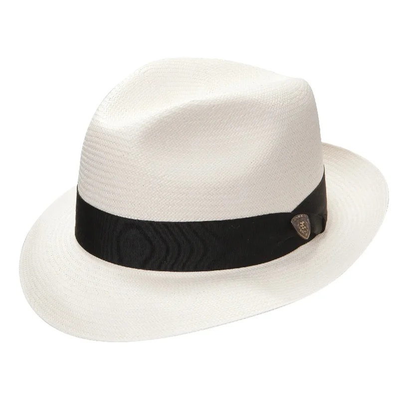 Fedora hats for women with wide fabric bands for added elegance -Dobbs Center Dent Shantung Straw Fedora