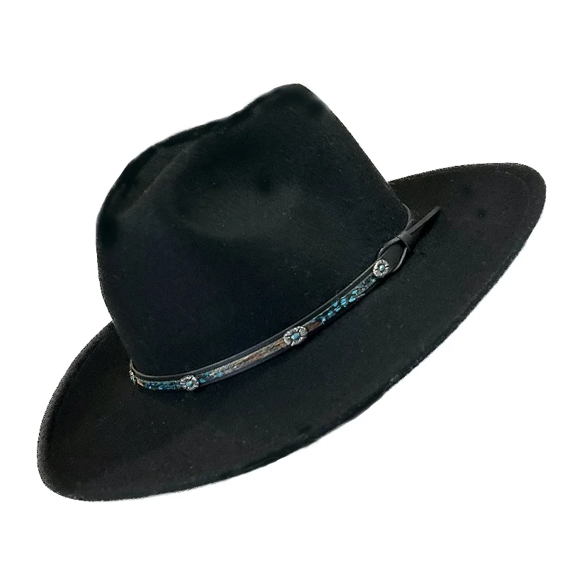 Breathable felt hat with airy wool weave -Crushable Black Felt Denver Western Cowboy Hat