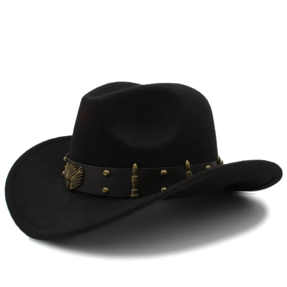 Authentic leather cowboy hats for women with detailed stitching for a stylish edge -Austin Wool Cowboy Hat