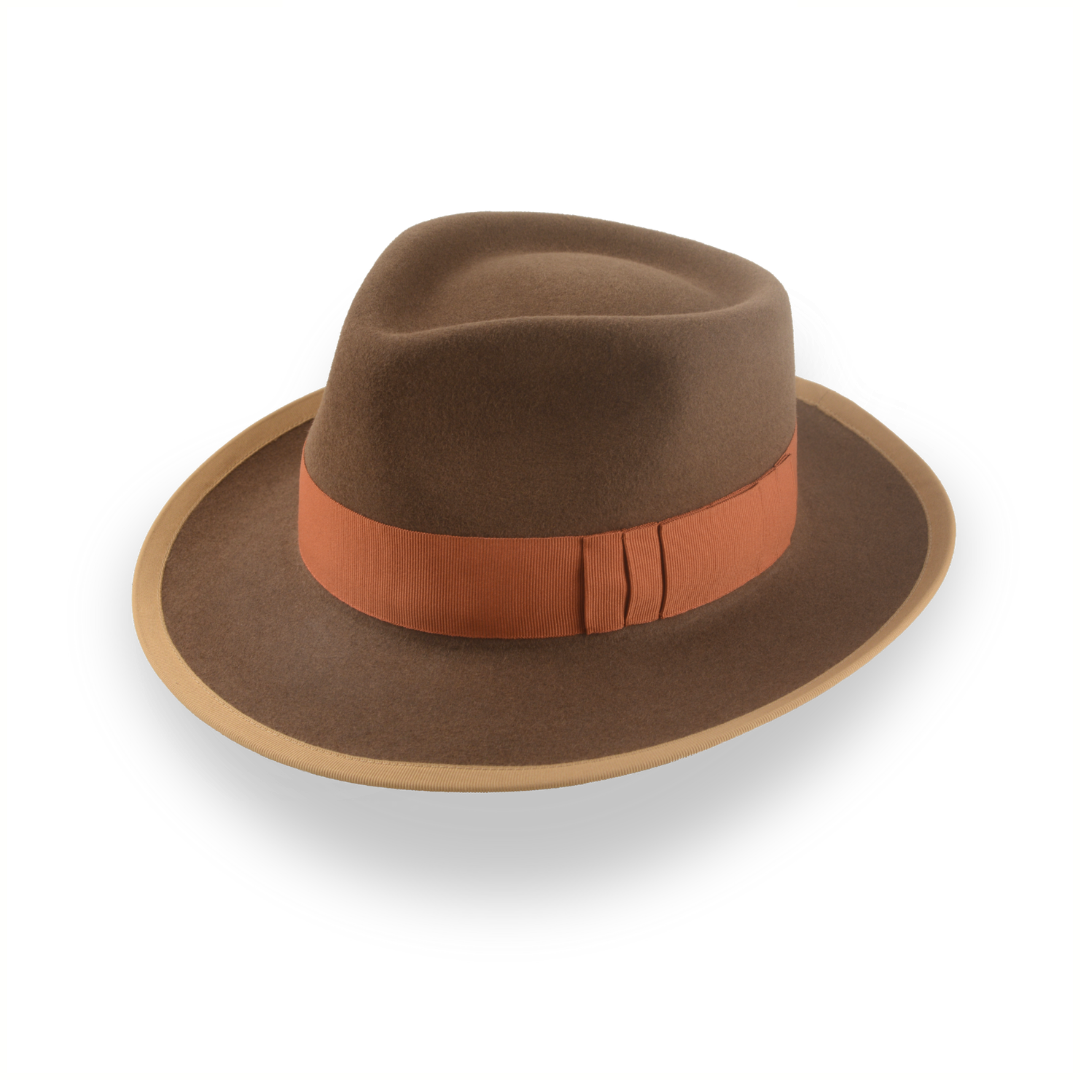 Custom-fedora hats for women with trendy designs and customizable colors -Classic Brown Fedora Hat for Men in Plush Fur Felt | The Pandamator