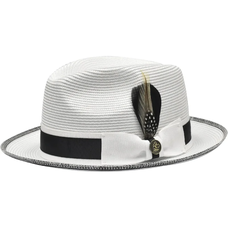 Fedora hats for men with stylish plaid bands for a contemporary twist -Steven Land Manhattan Natural Straw Fedora