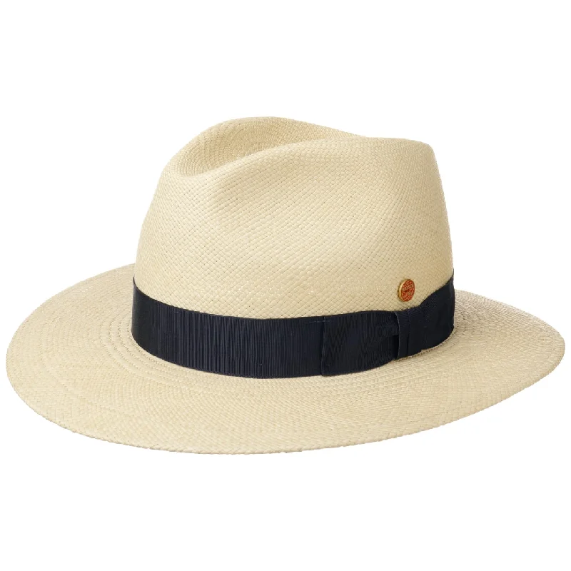 Lightweight straw sun hat for men with breathable design for hot weather -Blue Menton Panama Straw Hat by Mayser