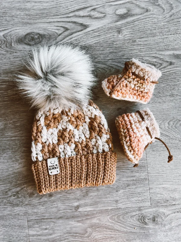 Wool trucker cap for warm stylish wear -Baby Beanie & Booties Set [Newborn]