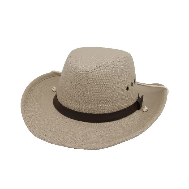 Comfortable cowboy hats for women with adjustable bands for a perfect fit -Cotton Western Cowboy Banded Hat Indiana Jones Sun Cap CD61165