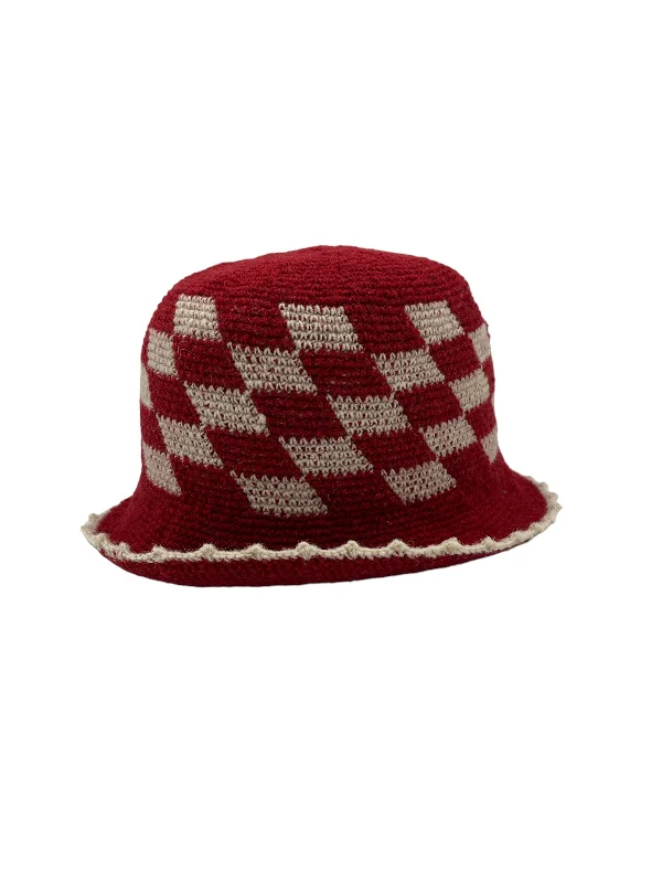 Casual felt hat for laid-back fashion days -Alpaca Bucket - Red/White