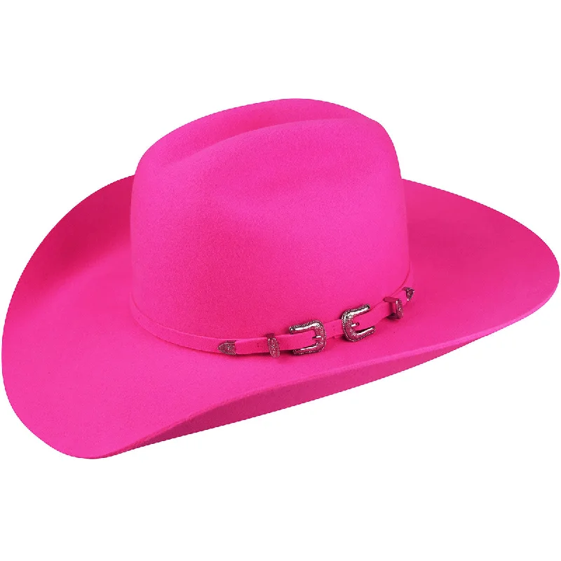 Stylish felt cowboy hats for men with stylish banding for a refined appearance -PUNCHY PINK FELT COWBOY HAT