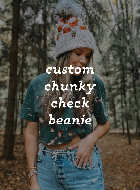 Wool trucker cap for warm stylish wear -Chunky Check Beanie | CUSTOM