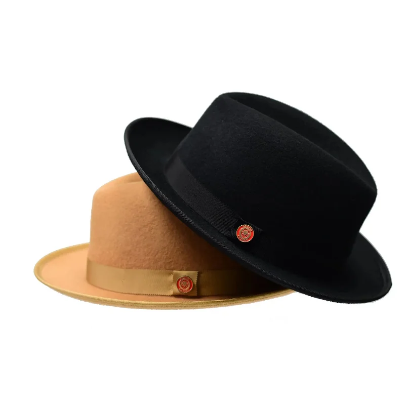 Vintage fedora hats for men with decorative stitching and leather bands for authenticity -Bruno Capelo King Center Dent Wool Fedora