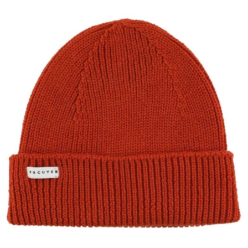 Soft cotton cap for all-day wear ease -Ribbed Merino Beanie / Orange