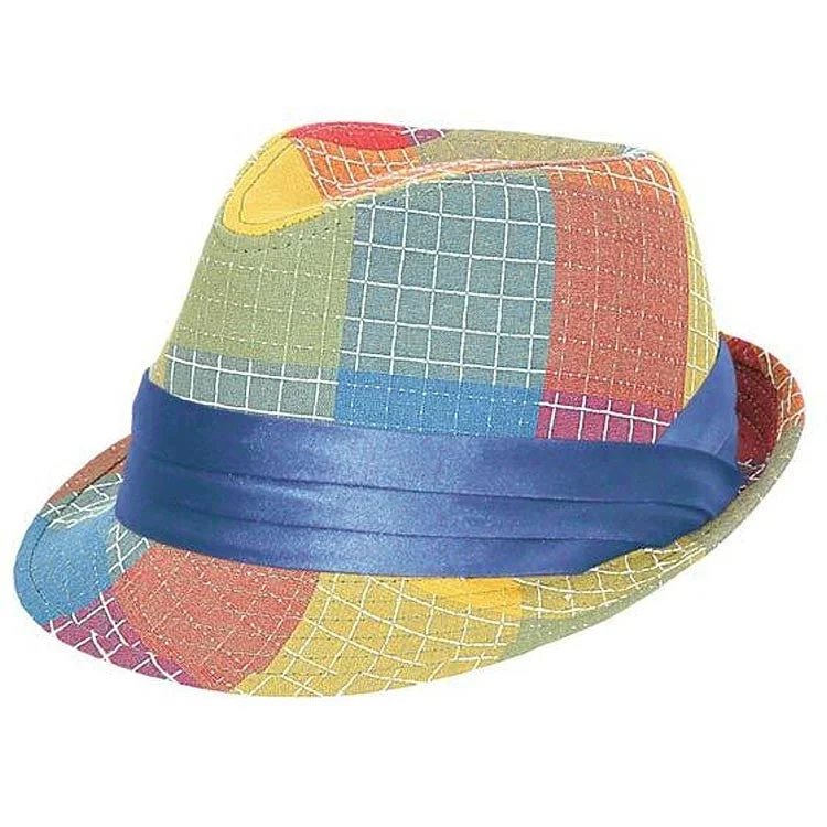 Modern fedora hats for women with sleek, minimalist bands for contemporary style -Kenny K - Multicolor Check Fedora Hat