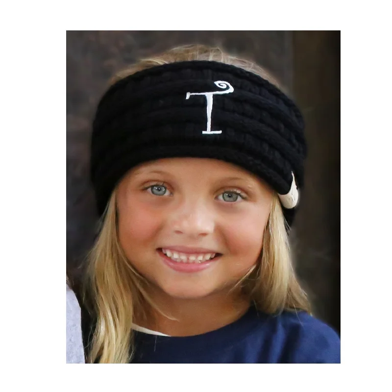 Waterproof sports cap for wet training runs -BJ-Kids-HW-1 Initial Headwrap Black