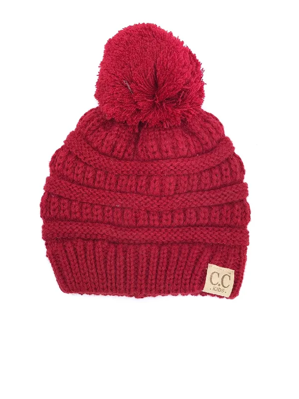 Denim dad cap for effortless casual charm -YJ-847 POM Red Kid Beanie