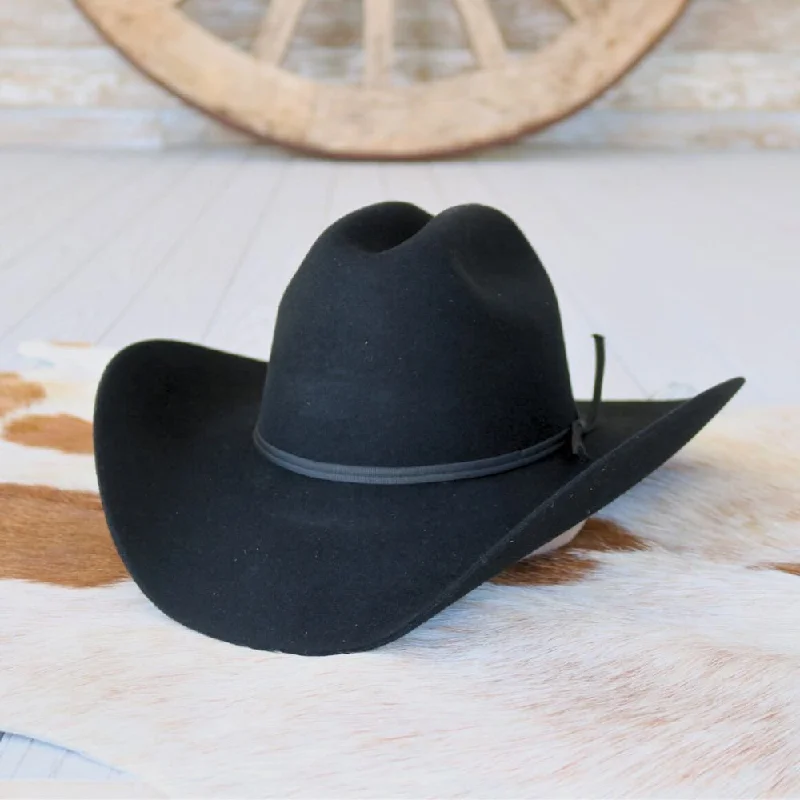 Breathable felt hat with light wool weave -Atwood Kids Black Wool Cowboy Hat