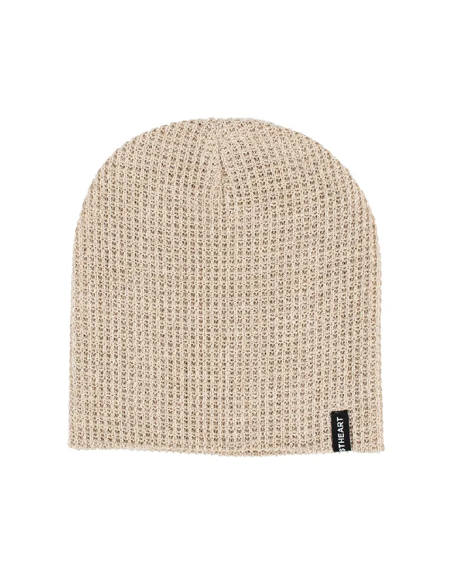 Lightweight running cap for marathon race days -Framework Slouch Beanie | Natural