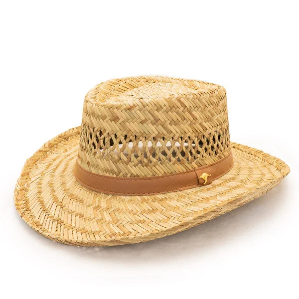 Comfortable straw fedora for women with breathable weave and easy fit -Dorfman Pacific - Murray Rush Gambler Straw Sun Hat