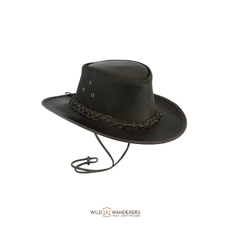 Traditional western cowboy hats for men with simple, structured designs for everyday use -Wide Brim Leather Hat