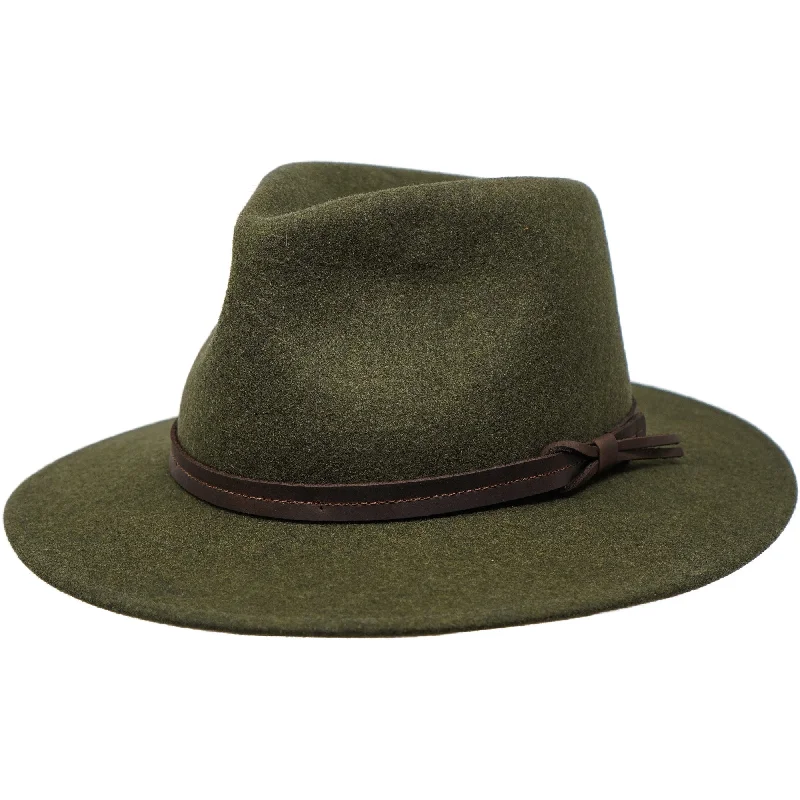 Lightweight felt hat with breathable fabric -The Lawrence - Flat Brimmed Fedora Trilby Felt Hat