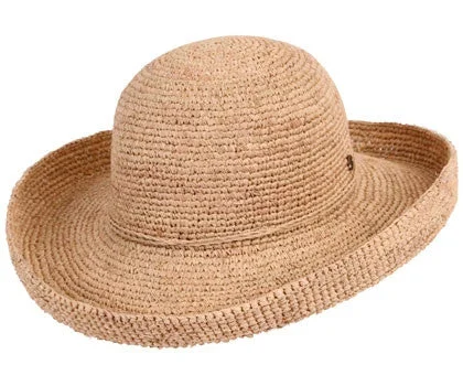 Retro-inspired straw fedora for men with vintage design and timeless elegance -Kooringal - Ladies Raffia Upturn