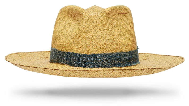 Elegant straw sun hat for women with large brim and stylish band for chic look -Montecristi Valley of Fire with band