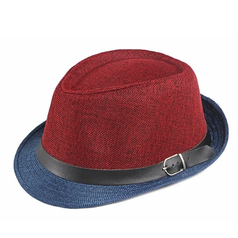 Casual felt hat with relaxed fit comfort -Red & Blue Vintage Trilby Hat